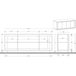 Garnero Arredamenti Credenze Moderne|Madie Moderne-Madia 207x80h cm 4 ante moderna antracite rovere scuro Deluxe Antracite - Rovere Rustico