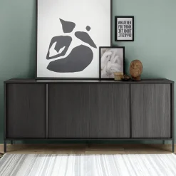 Garnero Arredamenti Madie Moderne|Madie Moderne-Madia 206x86h cm 4 ante moderna nero frassinato Absolut