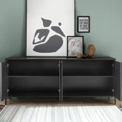 Garnero Arredamenti Madie Moderne|Madie Moderne-Madia 206x86h cm 4 ante moderna nero frassinato Absolut