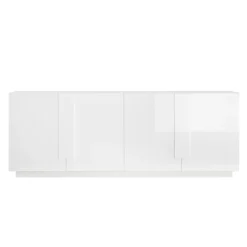 Garnero Arredamenti Credenze Moderne|Madie Moderne-Madia 241x90h cm 4 ante moderna bianco laccato lucido Alvarez Bianco Lucido