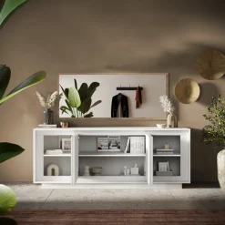Garnero Arredamenti Credenze Moderne|Madie Moderne-Madia 207x80h cm 4 ante moderna Deluxe Bianco Opaco