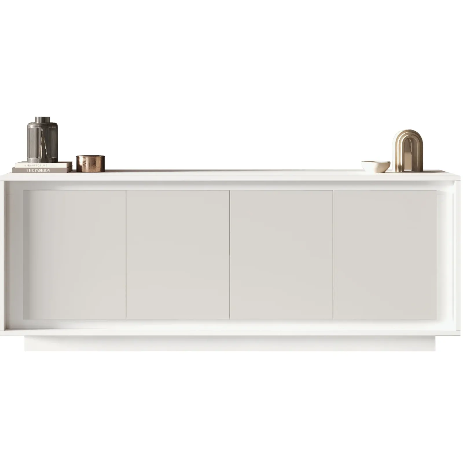 Garnero Arredamenti Credenze Moderne|Madie Moderne-Madia 207x80h cm 4 ante moderna Deluxe Bianco Opaco