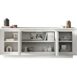 Garnero Arredamenti Credenze Moderne|Madie Moderne-Madia 207x80h cm 4 ante moderna Deluxe Bianco Opaco