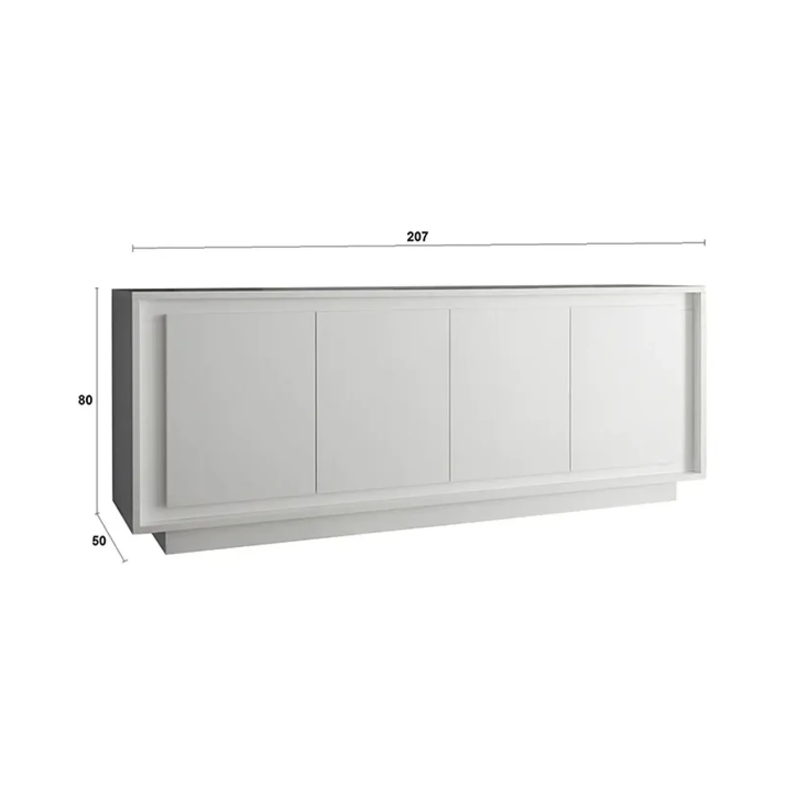 Garnero Arredamenti Credenze Moderne|Madie Moderne-Madia 207x80h cm 4 ante moderna Deluxe Bianco Opaco