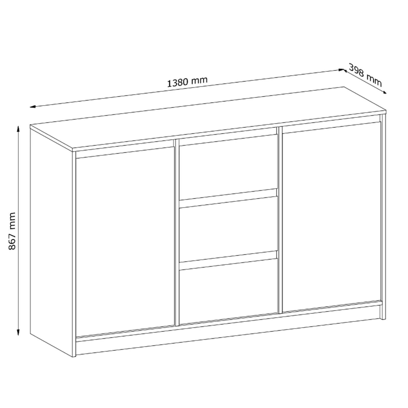 Garnero Arredamenti Credenze Moderne|Madie Moderne-Madia 138x87h cm 2 ante moderna rovere Funny