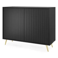Garnero Arredamenti Credenze Moderne|Madie Moderne-Madia 104x78h cm 2 ante moderna nero cannettato Celestia Nero Opaco