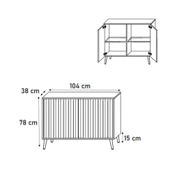 Garnero Arredamenti Credenze Moderne|Madie Moderne-Madia 104x78h cm 2 ante moderna nero cannettato Celestia Nero Opaco