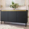 Garnero Arredamenti Credenze Moderne|Madie Moderne-Madia 160x86h cm 3 ante moderna nero oro Praga