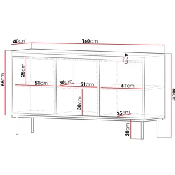 Garnero Arredamenti Credenze Moderne|Madie Moderne-Madia 160x86h cm 3 ante moderna nero oro Praga