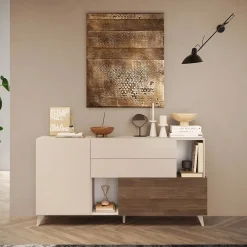 Garnero Arredamenti Credenze Moderne|Madie Moderne-Madia 181x94h cm 2 ante moderna beige rovere scuro Witty Noce - Beige