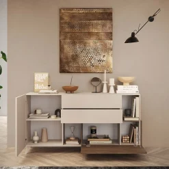 Garnero Arredamenti Credenze Moderne|Madie Moderne-Madia 181x94h cm 2 ante moderna beige rovere scuro Witty Noce - Beige