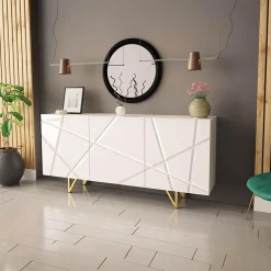 Garnero Arredamenti Madie Moderne|Madie Moderne-Madia 160x76h cm 3 ante moderna bianco lucido Kalmar