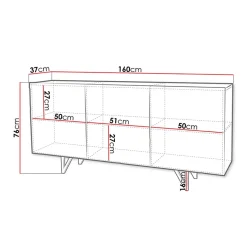 Garnero Arredamenti Madie Moderne|Madie Moderne-Madia 160x76h cm 3 ante moderna bianco lucido Kalmar