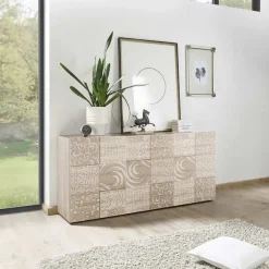 Garnero Arredamenti Credenze Moderne|Madie Moderne-Madia 181x84h cm 3 ante moderna samoa con serigrafia Paradise Rovere