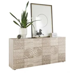 Garnero Arredamenti Credenze Moderne|Madie Moderne-Madia 181x84h cm 3 ante moderna   samoa con serigrafia Paradise Rovere