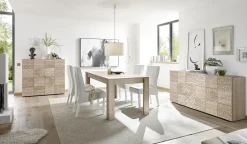 Garnero Arredamenti Credenze Moderne|Madie Moderne-Madia 181x84h cm 3 ante moderna   samoa con serigrafia Paradise Rovere