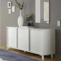 Garnero Arredamenti Madie Moderne|Madie Moderne-Madia 156x84h cm 3 ante moderna soggiorno Tosca Bianco Lucido