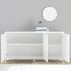 Garnero Arredamenti Madie Moderne|Madie Moderne-Madia 156x84h cm 3 ante moderna soggiorno Tosca Bianco Lucido