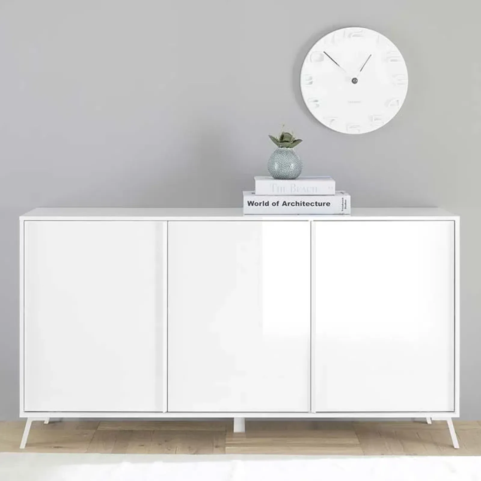 Garnero Arredamenti Madie Moderne|Madie Moderne-Madia 156x84h cm 3 ante moderna soggiorno Tosca Bianco Lucido