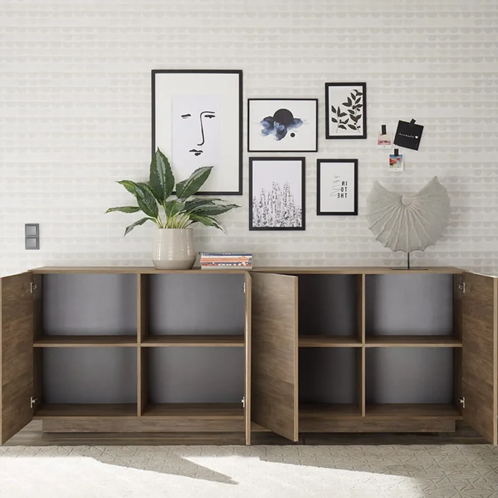 Garnero Arredamenti Credenze Moderne|Madie Moderne-Madia 241x90h cm 4 ante moderna Alvarez Rovere