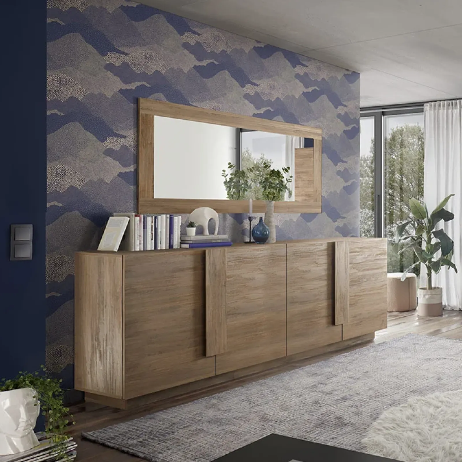 Garnero Arredamenti Credenze Moderne|Madie Moderne-Madia 241x90h cm 4 ante moderna Alvarez Rovere