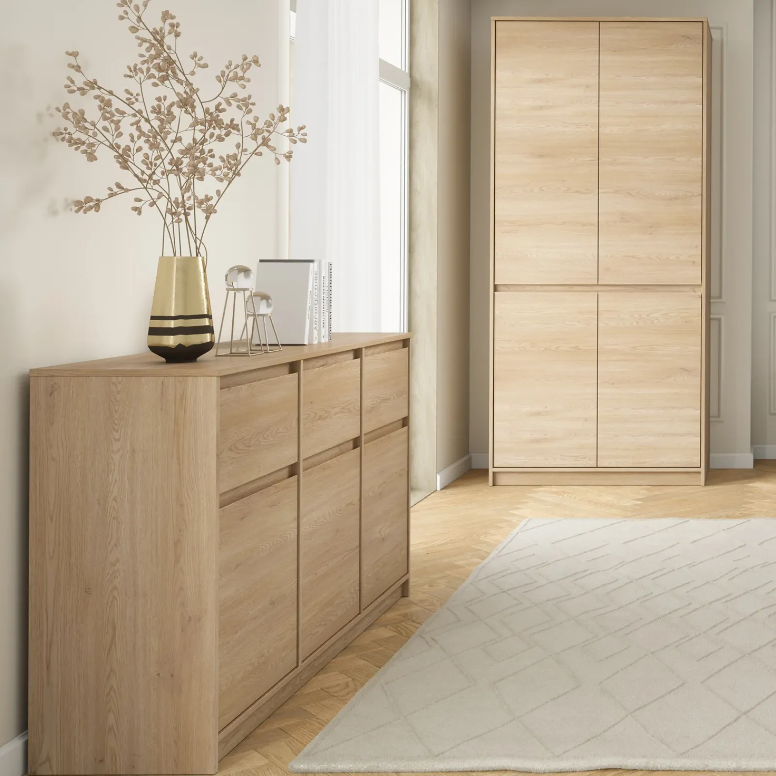 Garnero Arredamenti Credenze Moderne|Madie Moderne-Madia 138x87h cm 3 ante moderna rovere Funny