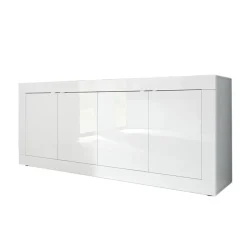 Garnero Arredamenti Credenze Moderne|Madie Moderne-Madia 207x86h cm 4 ante moderna soggiorno Eternity Bianco Lucido