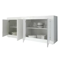 Garnero Arredamenti Credenze Moderne|Madie Moderne-Madia 207x86h cm 4 ante moderna soggiorno Eternity Bianco Lucido