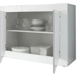 Garnero Arredamenti Credenze Moderne|Madie Moderne-Madia 207x86h cm 4 ante moderna soggiorno Eternity Bianco Lucido