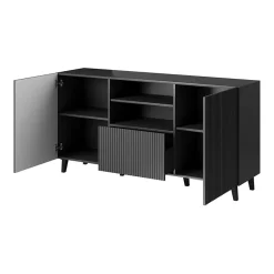 Garnero Arredamenti Madie Moderne|Madie Moderne-Madia 151x83h cm 3 ante moderna industrial cannettato Essence Antracite