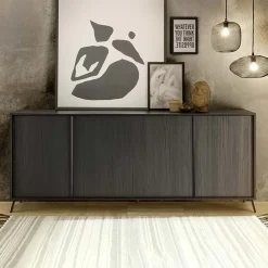 Garnero Arredamenti Madie Moderne|Madie Moderne-Madia 205x84h cm 4 ante moderna soggiorno Tosca Nero Frassinato