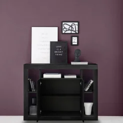 Garnero Arredamenti Madie Moderne|Madie Moderne-Madia 134x102h cm 2 ante moderna nero frassinato Trilogy