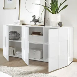 Garnero Arredamenti Credenze Moderne|Madie Moderne-Madia 181x84h cm 3 ante moderna bianco laccato lucido Obsession Bianco Lucido