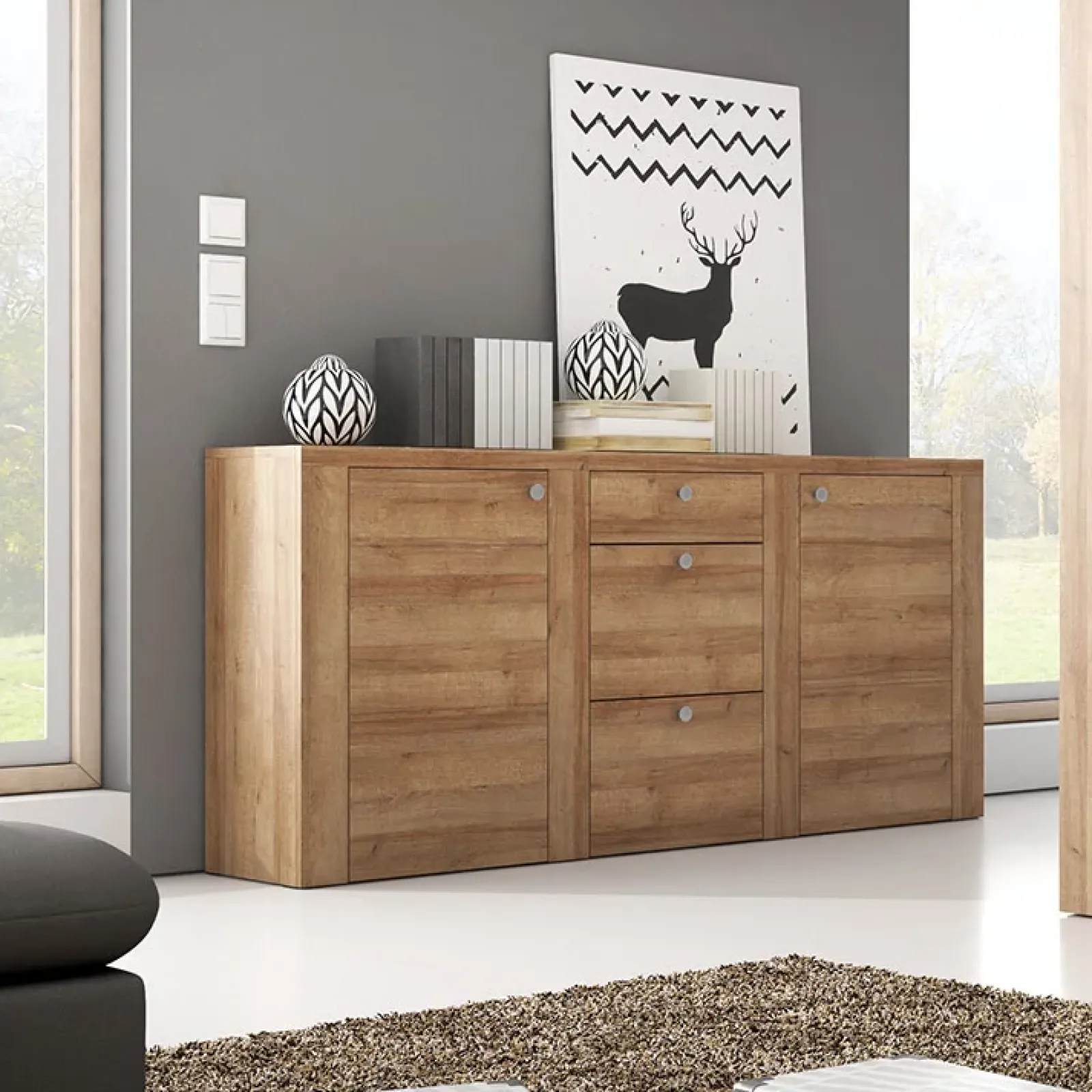 Garnero Arredamenti Credenze Moderne|Madie Moderne-Madia 176x85h cm 2 ante moderna Paloma 2 Rovere