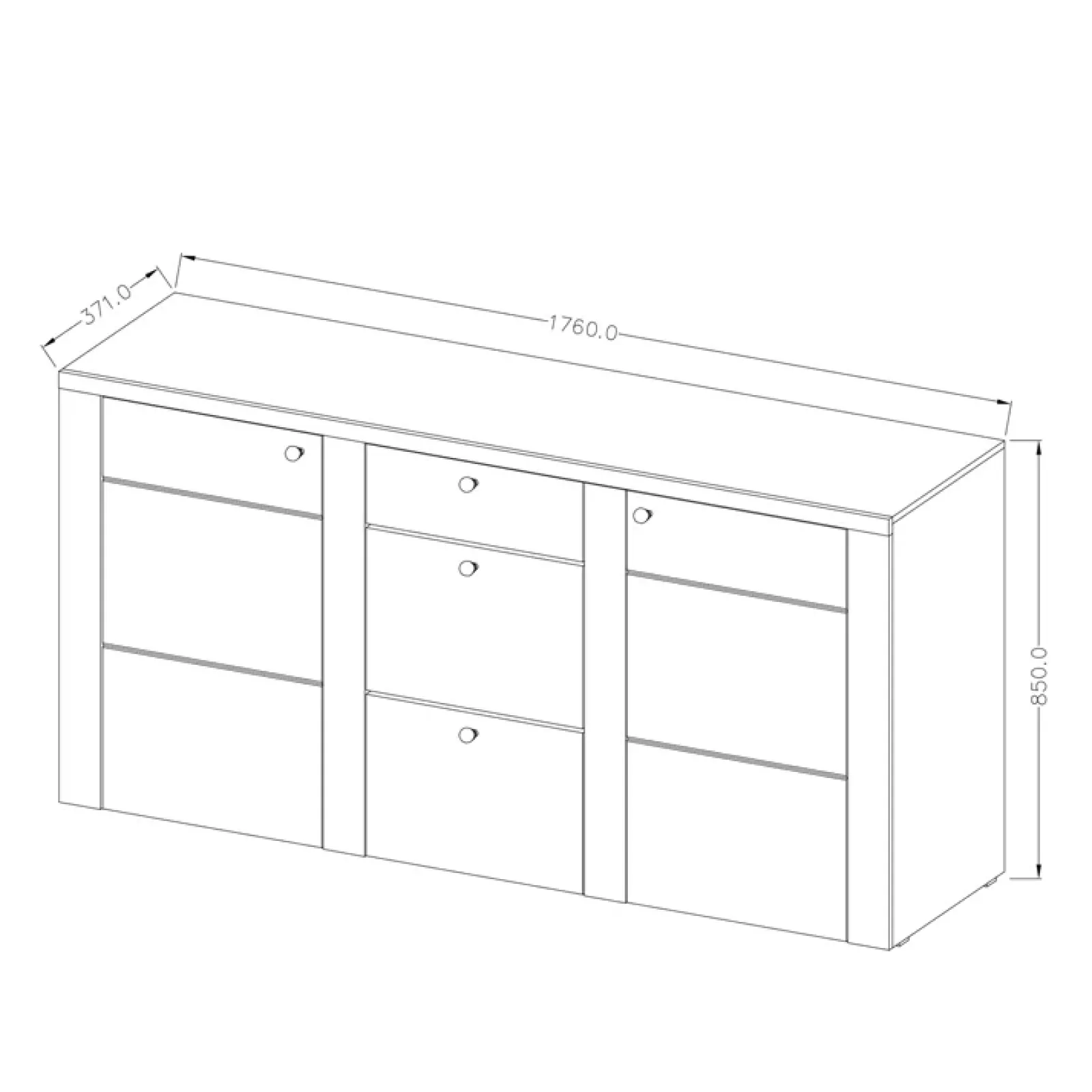 Garnero Arredamenti Credenze Moderne|Madie Moderne-Madia 176x85h cm 2 ante moderna Paloma 2 Rovere