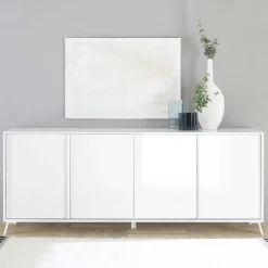 Garnero Arredamenti Madie Moderne|Madie Moderne-Madia 205x84h cm 4 ante moderna Tosca Bianco Lucido