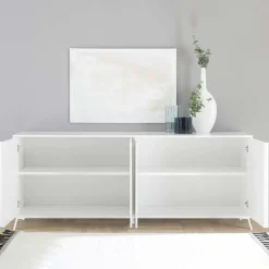 Garnero Arredamenti Madie Moderne|Madie Moderne-Madia 205x84h cm 4 ante moderna Tosca Bianco Lucido