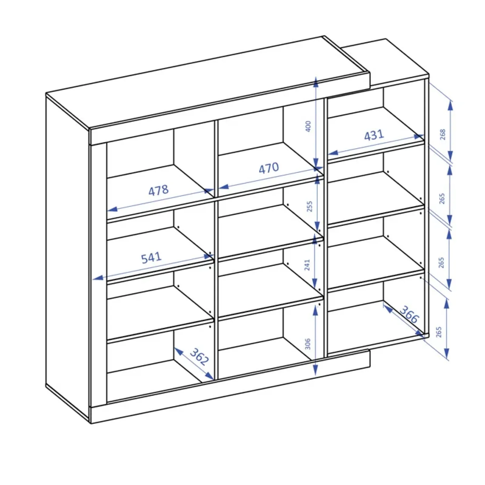 Garnero Arredamenti Credenze Moderne|Madie Moderne-Madia 151x128h cm 4 ante moderna bianco lucido rovere Aria