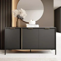 Garnero Arredamenti Madie Moderne|Madie Moderne-Madia 153x82h cm 3 ante moderna antracite Nebula