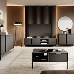 Garnero Arredamenti Madie Moderne|Madie Moderne-Madia 153x82h cm 3 ante moderna antracite Nebula