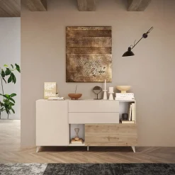 Garnero Arredamenti Credenze Moderne|Madie Moderne-Madia 181x94h cm 2 ante moderna beige rovere chiaro Witty Rovere - Beige