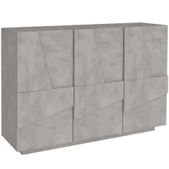 Garnero Arredamenti Madie Moderne|Madie Moderne-Madia 120x86h cm 3 ante moderna decorate grigio Zenzero Cemento