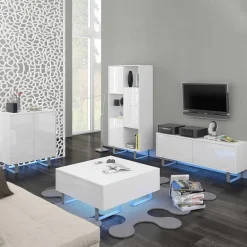 Garnero Arredamenti Credenze Moderne|Madie Moderne-Madia 80x90h cm 2 ante moderna bianco opaco e lucido Kelli Gihome® Bianco Lucido