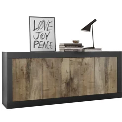 Garnero Arredamenti Madie Moderne|Madie Moderne-Madia 207x86h cm 4 ante moderna nero pero Eternity Rovere - Nero opaco