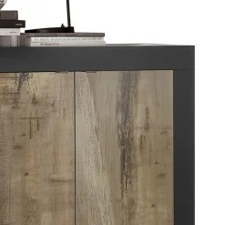 Garnero Arredamenti Madie Moderne|Madie Moderne-Madia 207x86h cm 4 ante moderna nero pero Eternity Rovere - Nero opaco