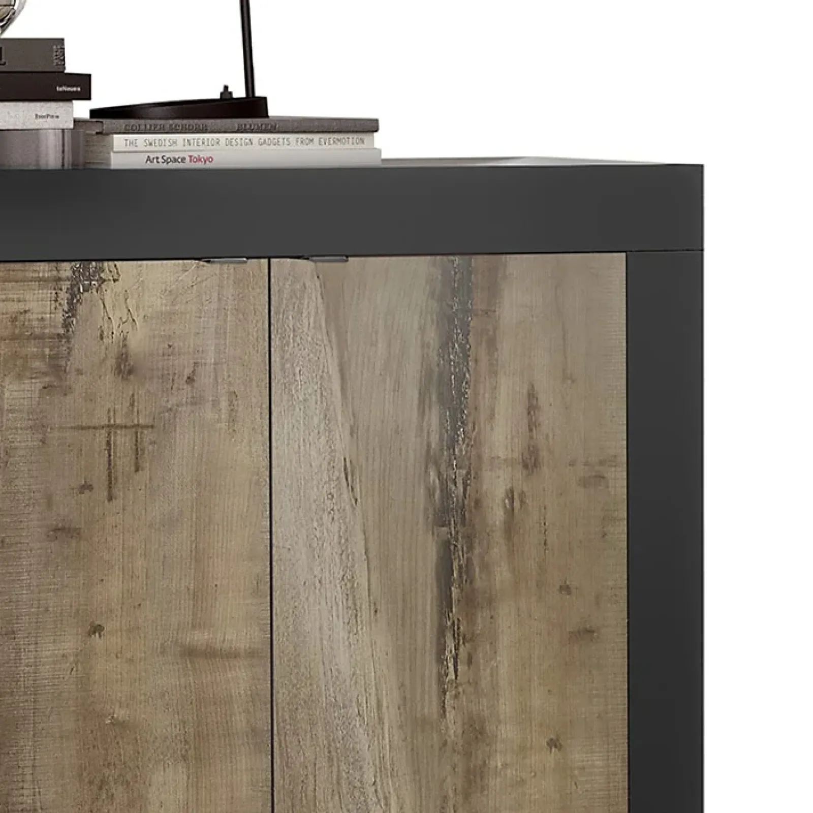 Garnero Arredamenti Madie Moderne|Madie Moderne-Madia 207x86h cm 4 ante moderna nero pero Eternity Rovere - Nero opaco