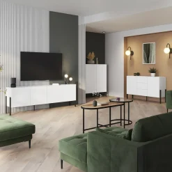 Garnero Arredamenti Credenze Moderne|Madie Moderne-Madia 110x135h cm 2 ante moderna bianco Simple Bianco Opaco - Bianco opaco