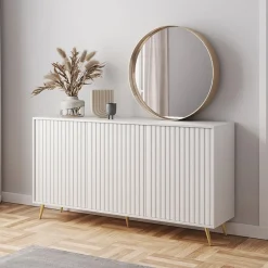 Garnero Arredamenti Credenze Moderne|Madie Moderne-Madia 154x78h cm 3 ante moderna bianco Celestia Bianco Opaco