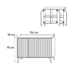 Garnero Arredamenti Credenze Moderne|Madie Moderne-Madia 154x78h cm 3 ante moderna bianco Celestia Bianco Opaco