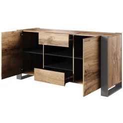 Garnero Arredamenti Madie Moderne|Madie Moderne-Madia 164x80h cm 2 ante moderna soggiorno rovere grigio Tampere